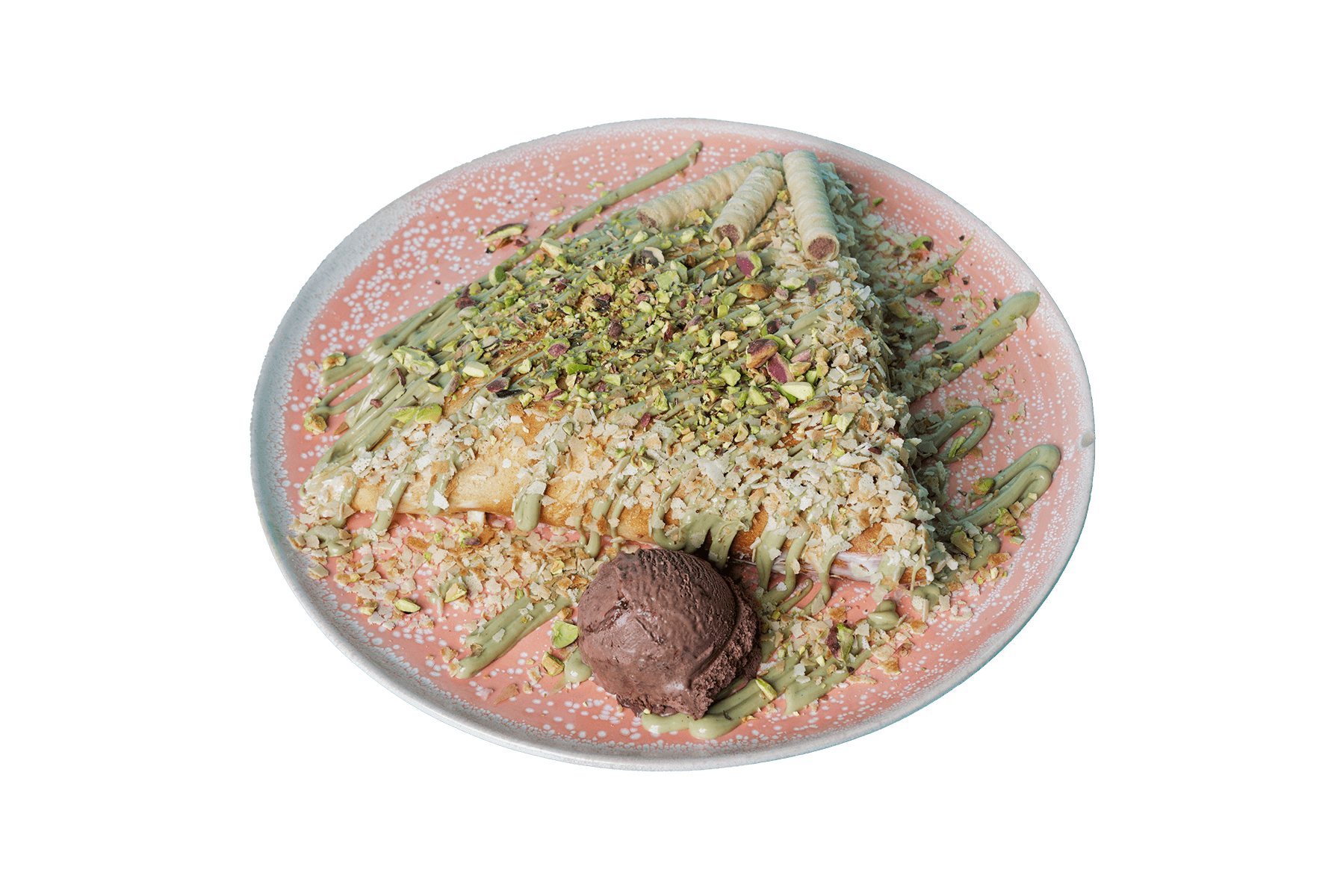 Činka Crispy Pistachios - pistaći krem, mleveni pistaći, crispy, roleri, sladoled